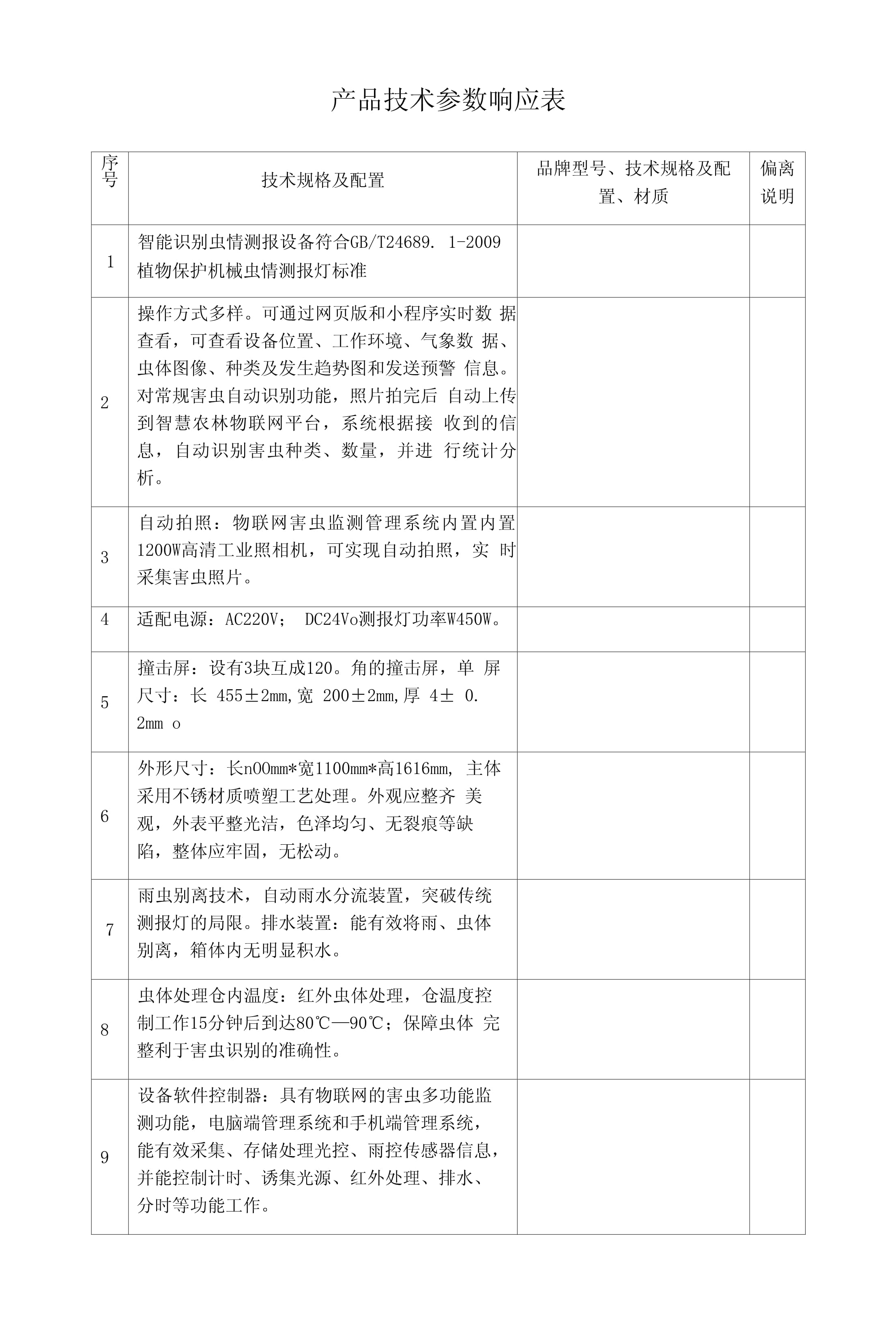 產(chǎn)品技術(shù)參數(shù)響應(yīng)表 第1頁(yè)——技術(shù)開(kāi)發(fā)需求解析